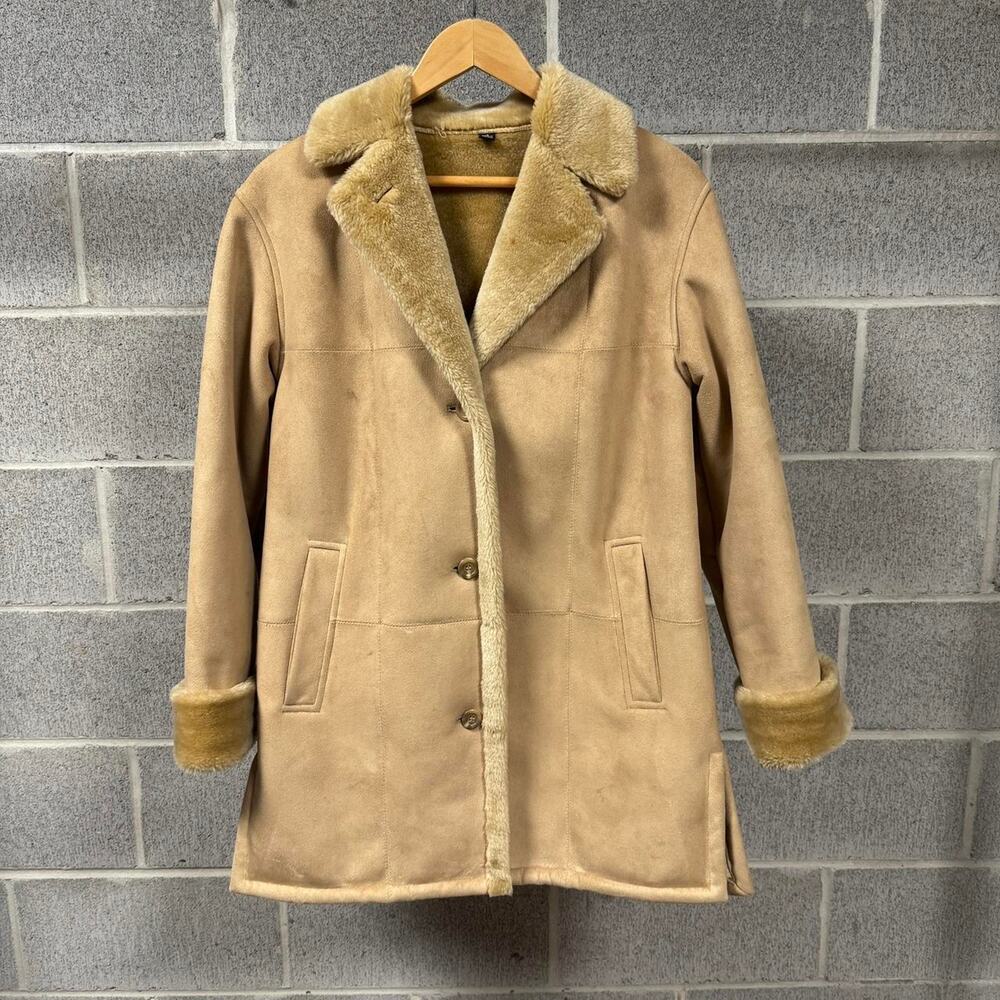 Vintage Fleet Street Suede Faux Fur Shealing Overcoat Jacket
